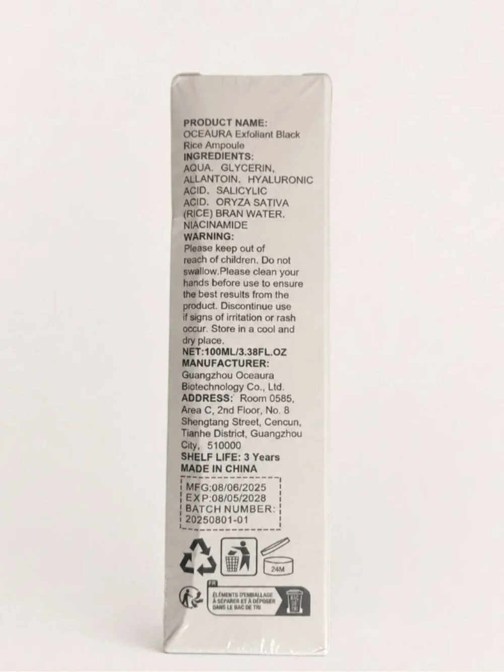OceAura Black Rice Exfoliating Ampoule Niacinamide Salicylic Acid 100ml